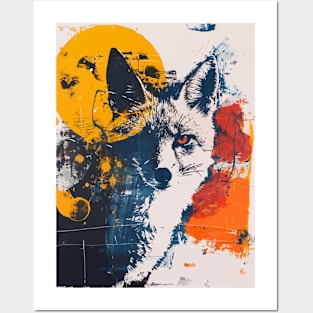 Fox grunge portrait Posters and Art